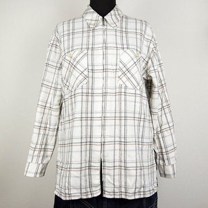 Vintage White Plaid Zipper Shirt