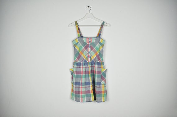Vintage Pastel Plaid Summer Sun Sleeveless Mini Dr