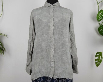 Vintage Grey Psychedelic Geometric Print Shirt Blouse