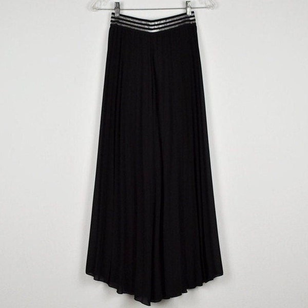 Vintage Black Pleated Semi Sheer Wide Leg Palazzo Pants