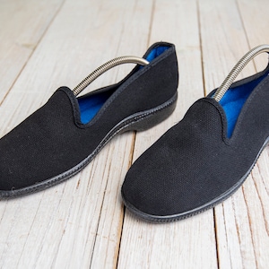 NOS Vintage Black Canvas Slip On Shoes