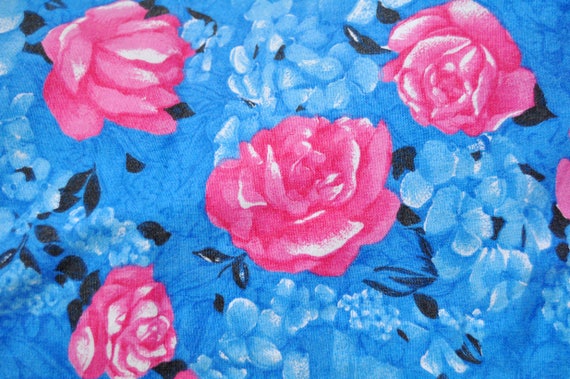 Vintage Blue and Pink High Waist Floral Print Cot… - image 3