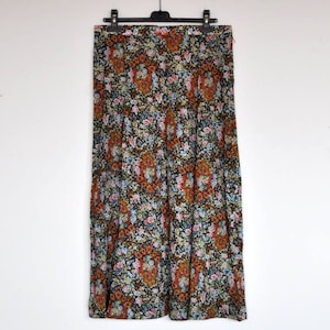 Vintage High Waist Floral Cotton Maxi Skirt