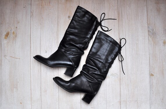 tall black boots lace up back