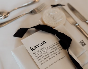 Definizione di dizionario modificabile Segnaposto per invitati a nozze / Minimalista (download digitale)