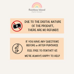 two rectangular signs with text and symbols. The top sign prohibits the use of the product due to the digital nature of the product, and the bottom sign encourages contact with the company for any questions.