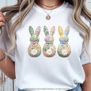 Patchwork Osterhase PNG, gequilteter Frühling Garten Clipart (Sublimationsdatei)