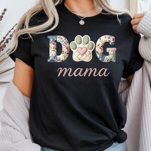 Floral Patchwork dog mama sweatshirt png: Vintage Grandmillenial Paw Art (Digital Download)
