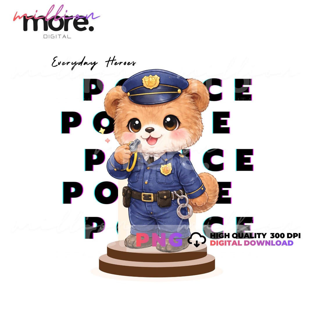 Police Bear Pattern Police Bear Clipart PNG, Police Officer Animal Illustration, Law ...