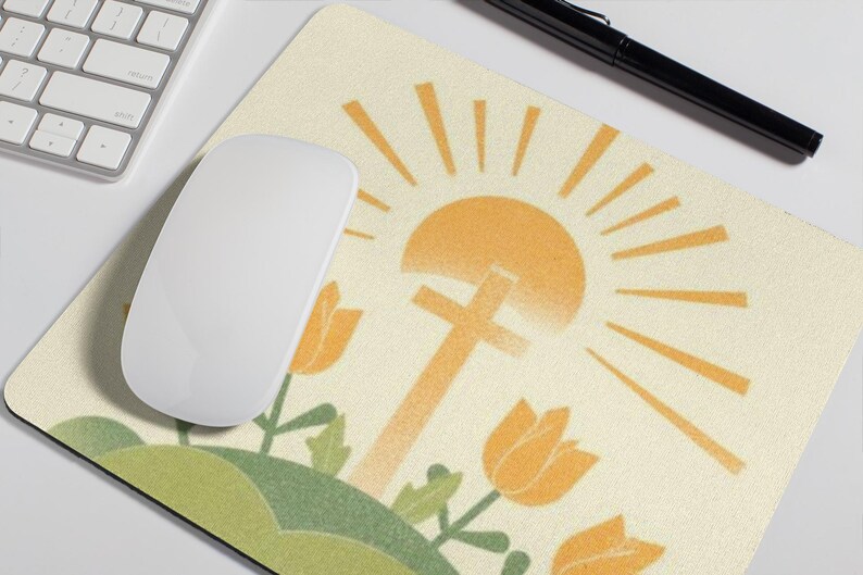 Easter Cross Mouse Pad Christian Sunrise Tulip Desk Decor Religious ...