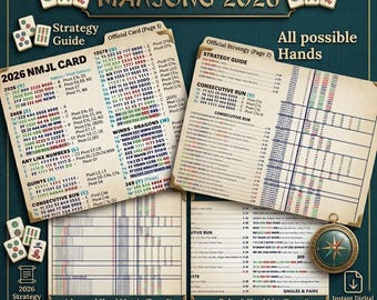 2026 American Mahjong Card – Colorblind Friendly Mahjong Card,  Easy to Read Mahjong Cheat Sheet, Printable Mahjong Guide
