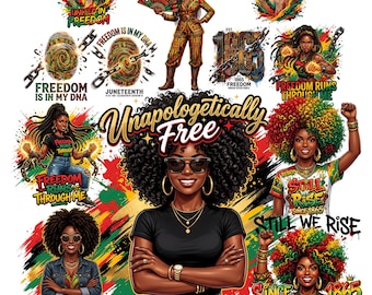 Juni Freiheit Feier PNG Bundle, afroamerikanisches Erbe Cliparts, HTV Juneteenth Shirt Sublimation DTF, digitaler Download 13 png