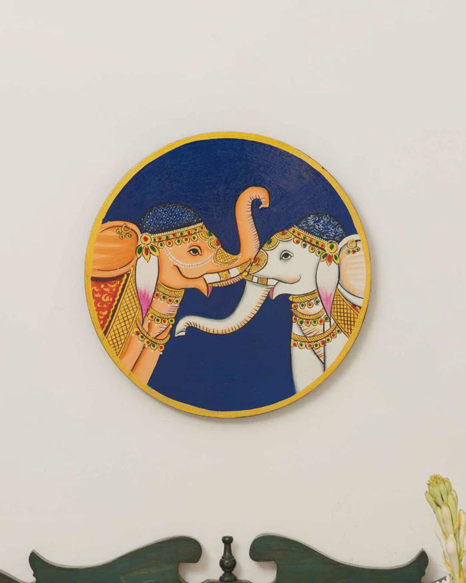 Handpainted Pichwai Elephant Wall Plate – Indian Folk Art, Boho Decor ...
