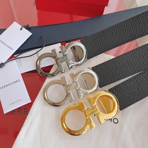 Authentic Salvatore Ferragamo leather belt Width:3.5cm/1.38in