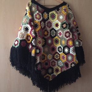 Granny Square Poncho Patchwork style poncho