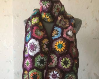 Granny Square Crochet Scarf