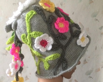 Knitted Flower Fairy Hat