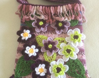 Free Form Art Pouch... 3D Irish Crochet Bag...