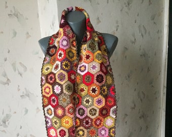 Granny Square Crochet Scarf