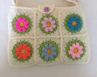 Crochet Granny Square cross body  bag