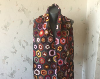 Granny Square Crochet Scarf