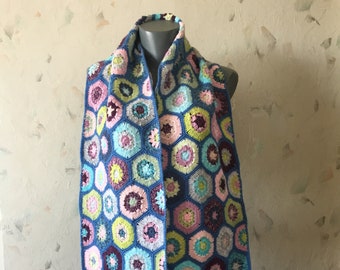 Granny Square Crochet Scarf