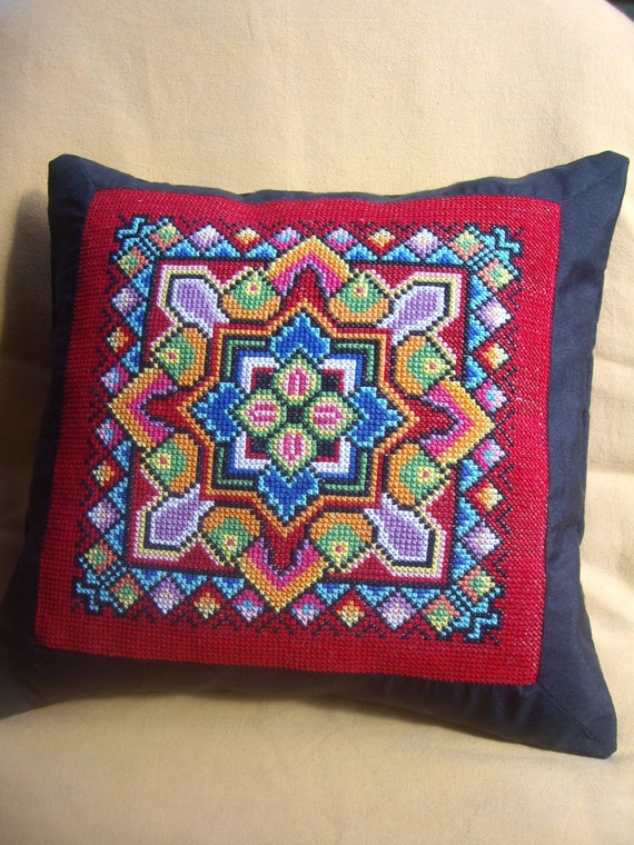 Items similar to Hand Embroidered Pillow...Handmade Pillow Cushion