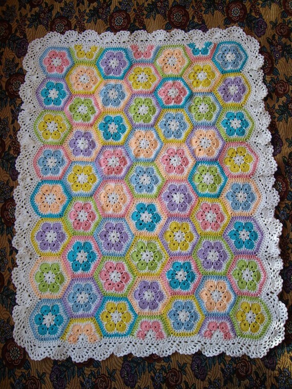 African Flower Crochet Blanket Granny Square Afghan - Etsy