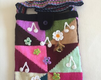 Knitted art purse...Free form bag