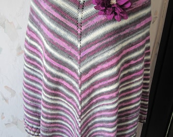 Poncho de punto a rayas para mujer