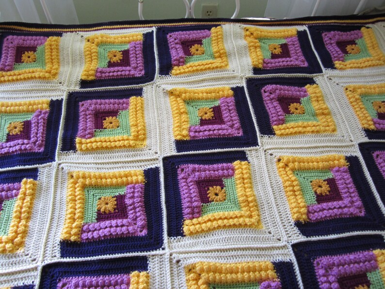 Crochet Granny Square Blanket Etsy