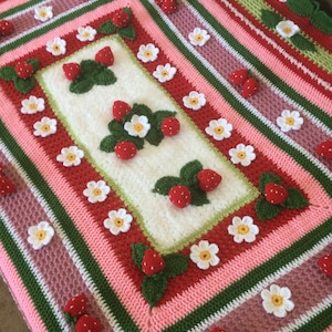 Crochet Strawberry Blanket....3 D free form blanket