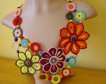 Crochet Necklace Handmade Beaded Accessory