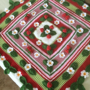 Crochet 3D Strawberry Blanket...Irish crochet Baby Blanket