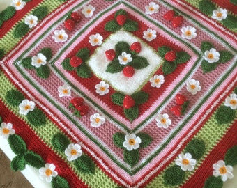 Crochet 3D Strawberry Blanket...Irish crochet Baby Blanket