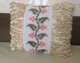 Curly Satin  Pillow case with crochet lace