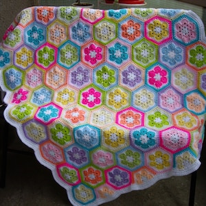 African Flower Crochet Blanket Granny Square Afghan image 1