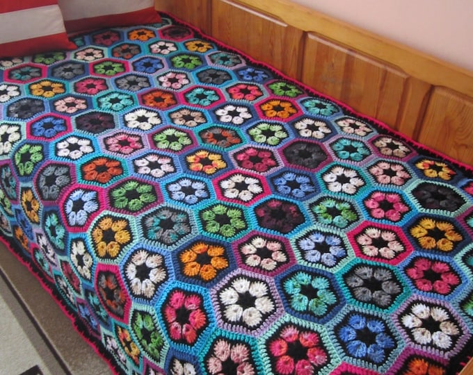 African Flower Crochet Blanket Patchwork Afghan Etsy