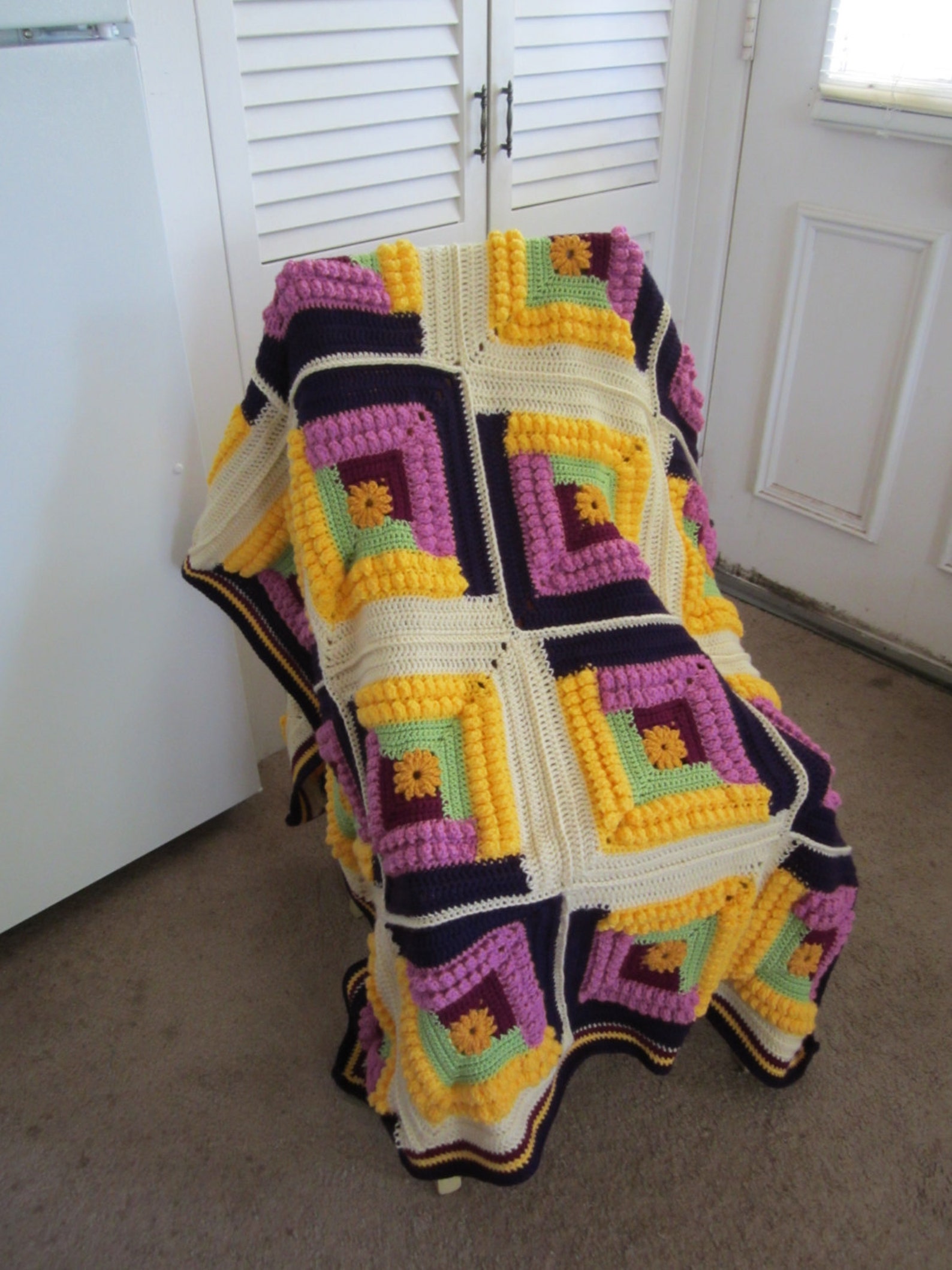 Crochet Granny Square Blanket Etsy