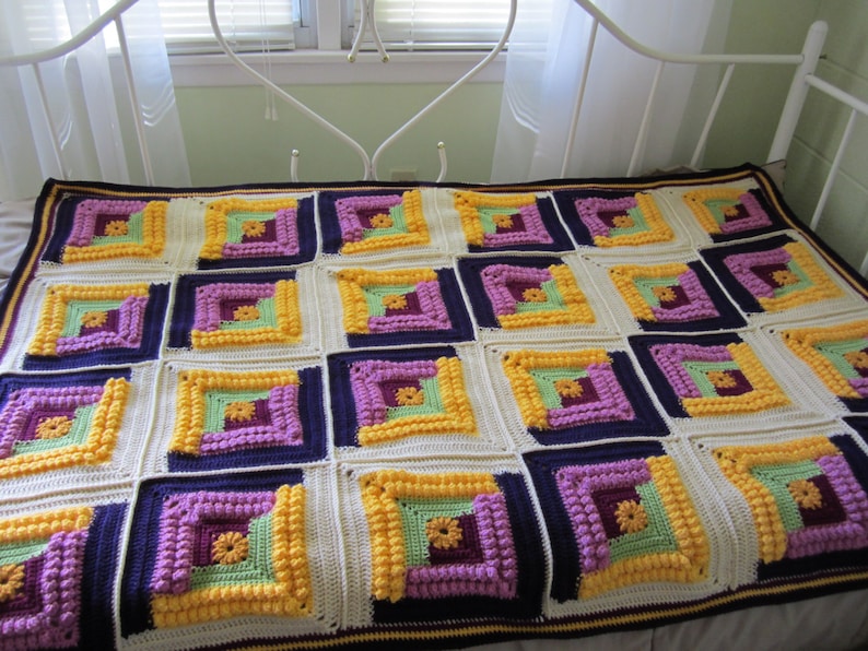 Crochet Granny Square Blanket Etsy