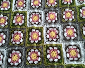 African flower crochet blanket