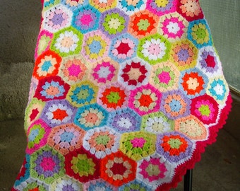 Granny Square Crochet Blanket Baby Crochet Blanket | Etsy