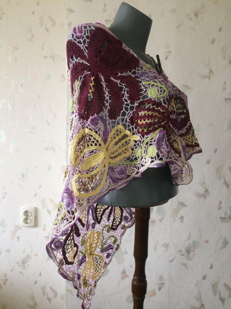 Irish crochet shawl....Iris lace wrap... | Etsy