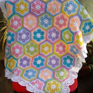 African flower Crochet Blanket Granny Square Afghan