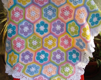 African Flower Crochet Blanket Granny Square Afghan | Etsy
