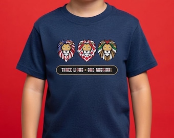 Kids Three Lions T-Shirt, Organic Cotton Football Tee, England Soccer Fan Shirt