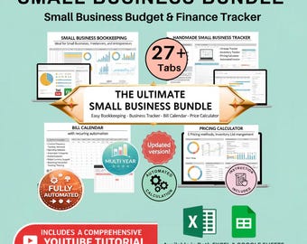 Ultimate Small Business Spreadsheet Bundle | Bookkeeping, Inventory & Order Tracker | Pricing Calculator and Bill Calendar | Google Sheets