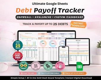 Googleスプレッドシートの借金返済トラッカー | 借金スノーボール＆アバランチスプレッドシート | クレジットカードローン返済トラッカー | 月間予算プランナー