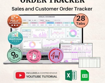 Order Tracker Spreadsheet | Order Management Spreadsheet | Sales and Customer Order Tracker | Small Business Excel & Google Sheets Template