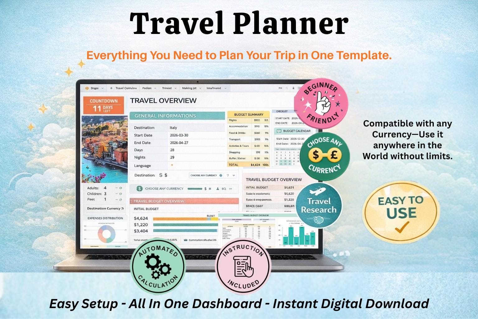 Ultimate Travel Planner Google Sheets | Trip Planner | Travel Itinerary ...